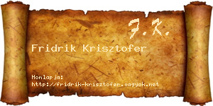 Fridrik Krisztofer névjegykártya